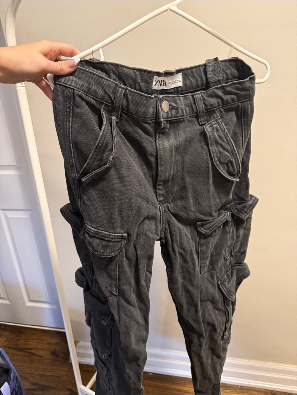 ZARA Charcoal Gray Utility Cargo Pants